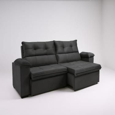 Imagem de Sofá Retrátil e Reclinável LIMOV Compacto e Confortável 1,50m Tecido Veludo Cinza