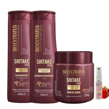 Imagem de Kit Shitake 1 Shampoo 350ml 1 Condicionador 1 Máscara 250ml + Presente