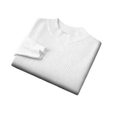 Imagem de Suéter Masculino De Lã Grosso Para Outono/Inverno Com Gola Alta, Tricô