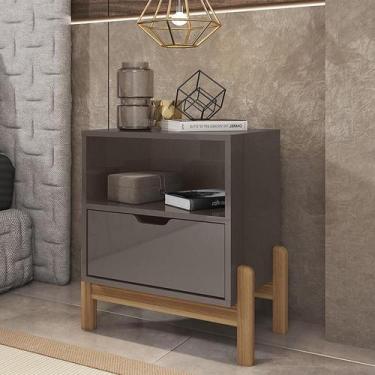 Imagem de Mesa de Cabeceira Quarto Antares 1 Gaveta Pés Madeira Maciça - CASA D,