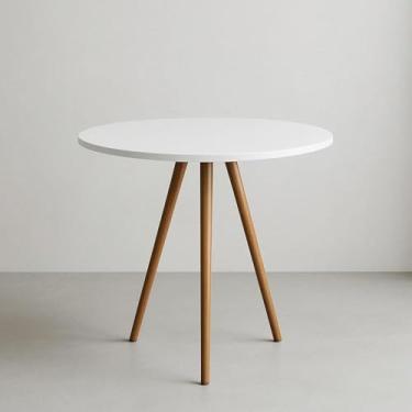 Imagem de Mesa de Jantar Redonda 70cm Tripé Bistrô Mdf Madeira Branco