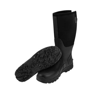 Imagem de Ubon Bota de chuva masculina de neoprene impermeável com isolamento térmico para trabalho na lama, caça, pesca e jardinagem com cano médio ajustável, Preto, 42