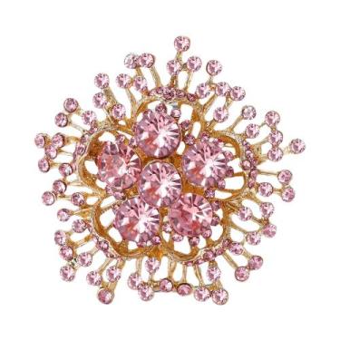 Imagem de Broches De Luxo Femininos Com Strass Em Formato De Flor, Alfinetes De 