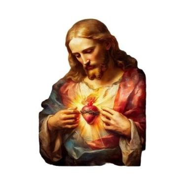 Imagem de Pintura Em Tela Sagrado Coração De Jesus E Virgem Maria, Arte Religios