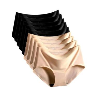 Imagem de Calcinhas Sem Costura De Seda Gelada Tamanho Grande 9 Peças Para Mulhe