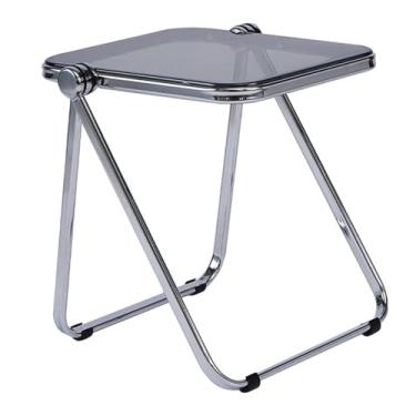 Imagem de Mesa dobrável transparente portátil com moldura de metal para casa, quarto, escritório - bandeja de TV pequena para trabalho, mesa compacta dobrável para computador