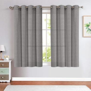 Imagem de Cortinas JINCHAN para Sala, Filtrado de Luz, Mezcla de Lino 160x160 cm