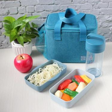 Imagem de Bolsa Térmica Lancheira Kit 3 peças Marmita e Garrafa Jacki Design Gra