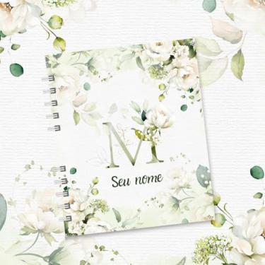 Imagem de Caderno A5 Floral Personalizado com Nome e Inicial, Caderno de Anotações sem Pauta, Caderneta Capa Dura, Caderno Espiral 96 Folhas para Estudos e Organização (M,DECORADO)