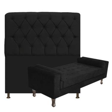 Imagem de Cabeceira Lady e Recamier Félix 195 Cm King Size Suede Preto