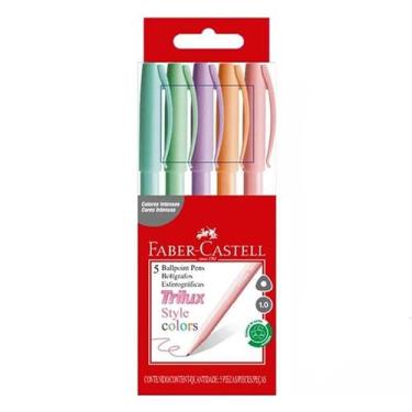 Imagem de Caneta Esferográfica Trilux Pastel 1.0mm 5 Cores - Faber Castell - Ten