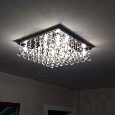 Imagem de Lustre de cristal Legítimo Sala Quarto Base Inox Espelhado 40X40 CM 