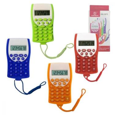 Imagem de Mini Calculadora 8 digitos Colorida de Bolso Portátil com Cordão Kapbo