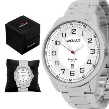 Imagem de Relógio Masculino Seculus Prata Pulseira Aço Original Resistente à Águ