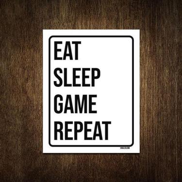 Imagem de Placa Decorativa Eat Sleep Game Repeat 36X46