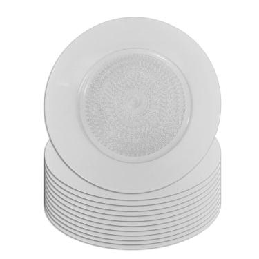 Imagem de Jogo 12 Prato Raso De Vidro Acquamarine Transparente 22,5cm Class Home