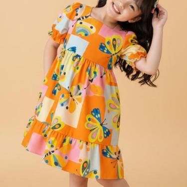 Imagem de Vestido Ternura Infantil Menina Manga Princesa Estampado Colorido - Cr