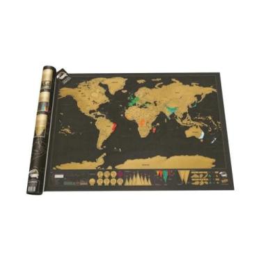Imagem de Mapa Do Mundo Deluxe X-Large Preto E Dourado Para Raspar - NONE, Taman
