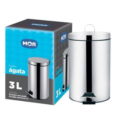 Imagem de Lixeira Cozinha Banheiro 3 Litros Inox com Pedal e Balde Interno Remov