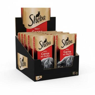 Imagem de Kit Ração Úmida Sheba Sachê para Gatos Adultos Sabor Carne ao Molho 20