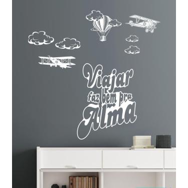 Imagem de Adesivo Decorativo De Parede Viajar Faz Bem Pra Alma Avião