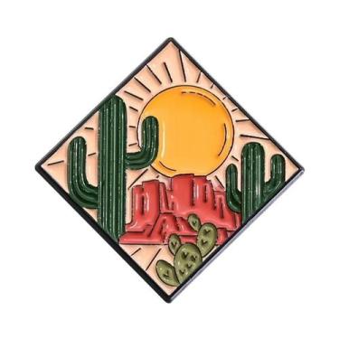 Imagem de Broche De Esmalte Feminino Com Tema Faroeste Mexicano: Cacto, Cabeça D