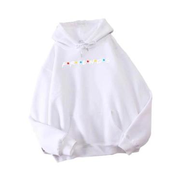 Imagem de Moletom Masculino Oversize Coreano De Lã Com Capuz E Estampa Friends, 