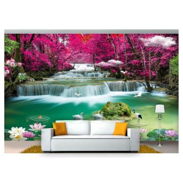 Imagem de Papel De Parede Cachoeiras Animais Pássaros 3D 7,50M² Xch04