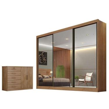 Imagem de Guarda Roupa Casal Atlanta Com Espelho E Cômoda Seul Cumaru 23 - Horizonte