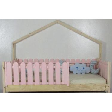 Imagem de Cama Montessoriana Solteiro Base Moldura Colorida Madeira Maciça Pinus