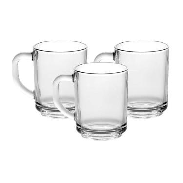 Imagem de Jogo C/3 Canecas de Vidro Transparente Ruby 210ml P/ Cafe Hauskraft