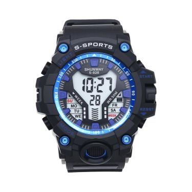 Imagem de Relógio Digital Masculino Esportivo Preto com Azul - Tudo em Caixa