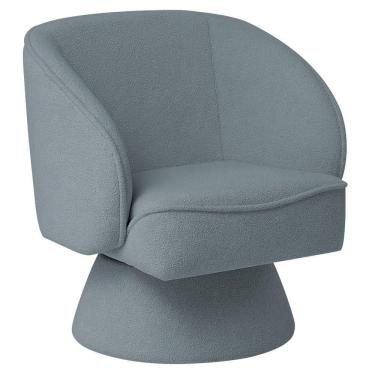 Imagem de Poltrona Decorativa Agnes Base Fixa Bouclé Azul Claro - Nexta Casa