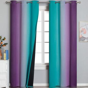 Imagem de Cortinas Estelar Textiler Ombre Teal Purple 107x213 cm