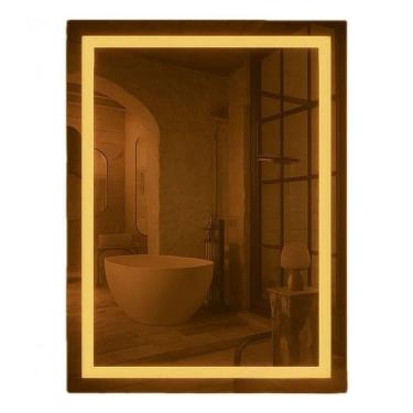 Imagem de Espelho Vertical 90x70 Led Jateado Maquiagem Hall Entrada Decor Quente