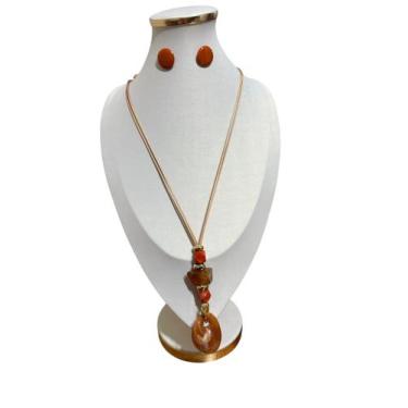 Imagem de Colar Feminino Elegante C/ Brinco Tendencia Presente Luxury - MLBpel, 