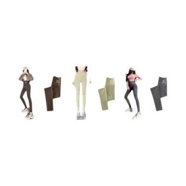Imagem de Leggings Pretas Femininas De Cintura Alta M-XL, Calças Shark Com Efeit