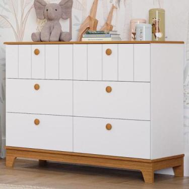 Imagem de Cômoda Infantil Estilo Retrô 6 Gavetas 100% MDF - PERMOBILI, BRANCO AC