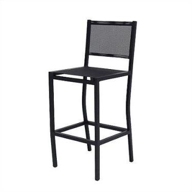 Imagem de Banqueta Alta Com Encosto Aluminio E Tela Para Bancada Bar - Sarah Móv