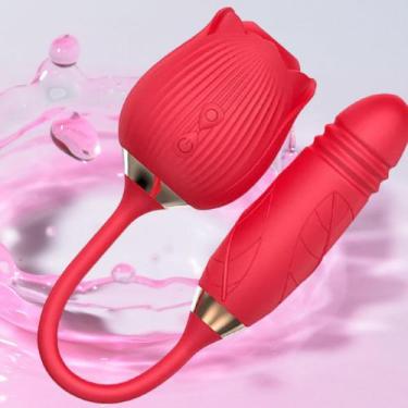 Imagem de Sugador de Clitóris e Vibrador Feminino em formato de flor Vai e Vem 1