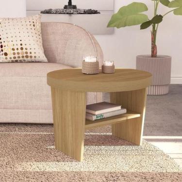 Imagem de Mesa De Apoio Redonda Amadeirada Para Sala De Estar Luxo - Mais de Cas