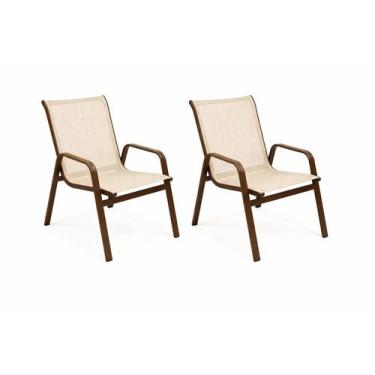 Imagem de Kit 2 Cadeiras Lótus E Mesa Ripada Jogo De Varanda Piscina - Sarah Móv