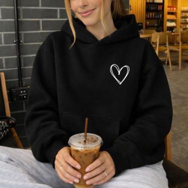 Imagem de Moletom Canguru Estampado Coração Linhas 1323 Delicado Amor Inverno Fr