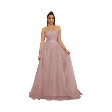 Imagem de Vestido De Noiva Elegante Em Tule Com Cinto De Pérolas Brancas, Modelo