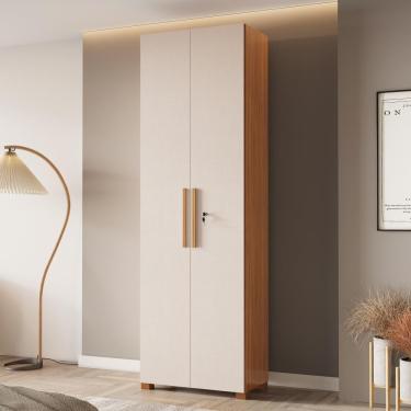 Imagem de Armário Multiuso Com Chave 211cm Nt4050 Freijó/off White Notável Móveis