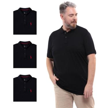 Imagem de Kit 4 Camisa Polo Plus Size Lisa Casual Elegante Ocasiões