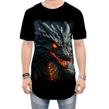 Imagem de Camiseta Longline Dragão Dragon Chamas Infernal Fogo 5 - Kasubeck Stor
