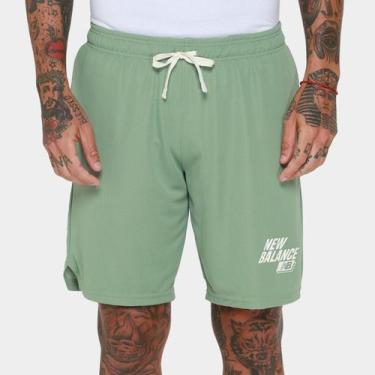 Imagem de Bermuda New Balance Graphic 9 Masculina, Verde militar, P