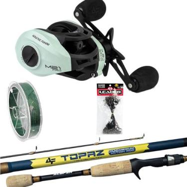 Imagem de Kit 15kg Carretilha Anti Cabeleira Vara de Carbono e Leader - Albatroz