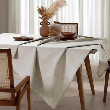 Imagem de Toalha de Mesa Retangular 6 Lugares Proteção Contra Manchas com Linho 